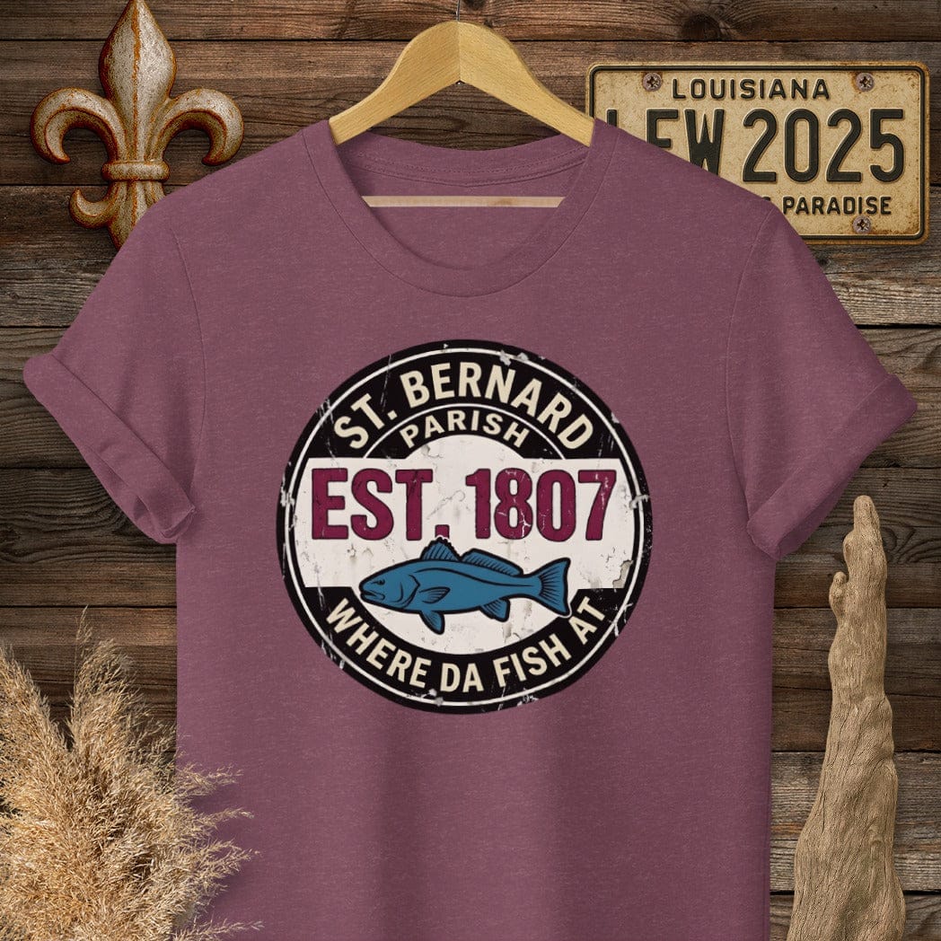 S / Heather Maroon Louisiana St. Bernard Parish T-Shirt by Laissez Faire Wear