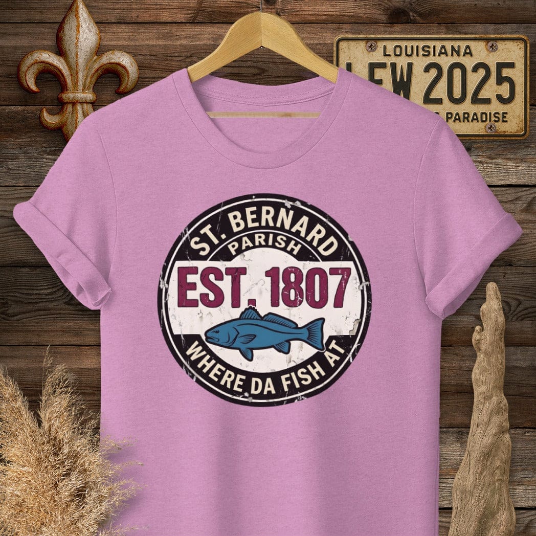 S / Heather Radiant Orchid Louisiana St. Bernard Parish T-Shirt by Laissez Faire Wear
