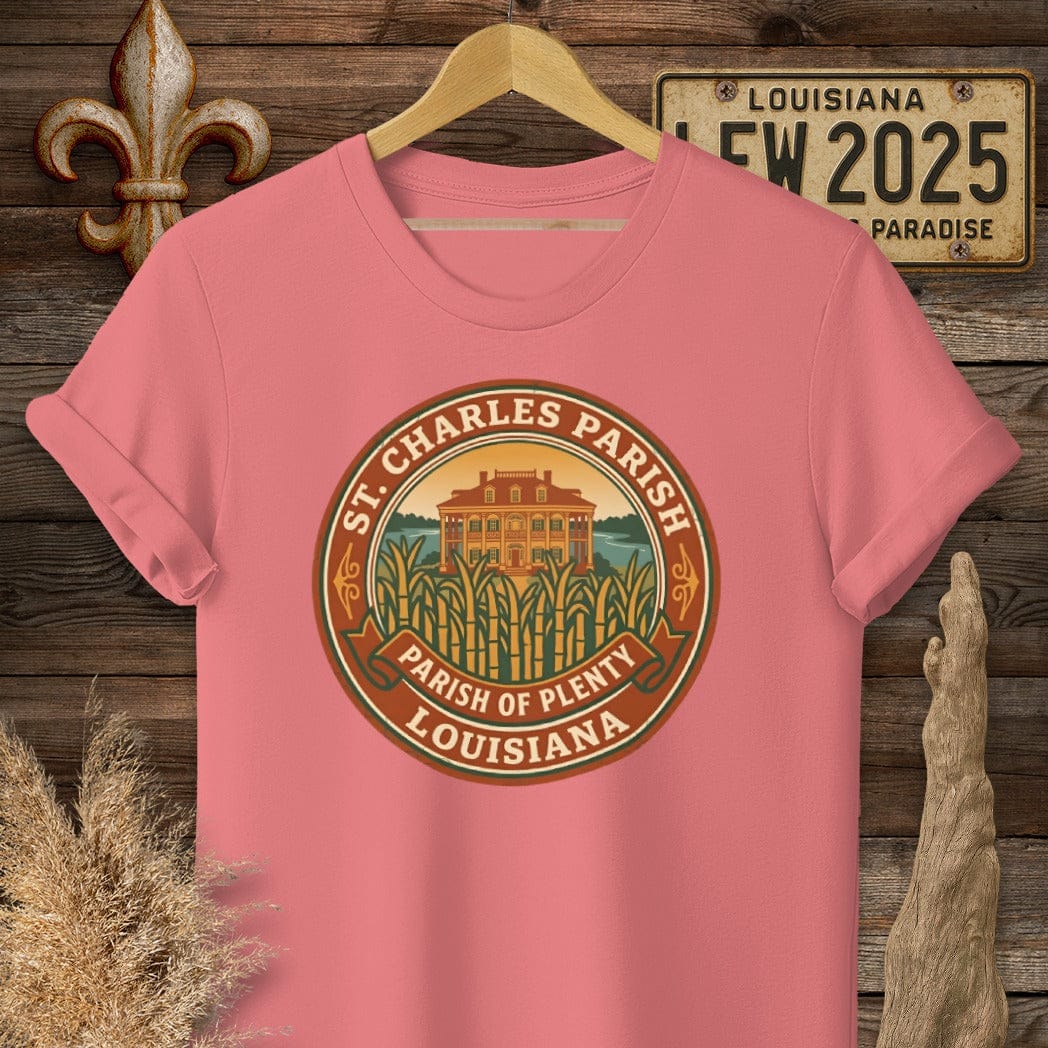 S / Coral Silk Louisiana St. Charles Parish T-Shirt by Laissez Faire Wear