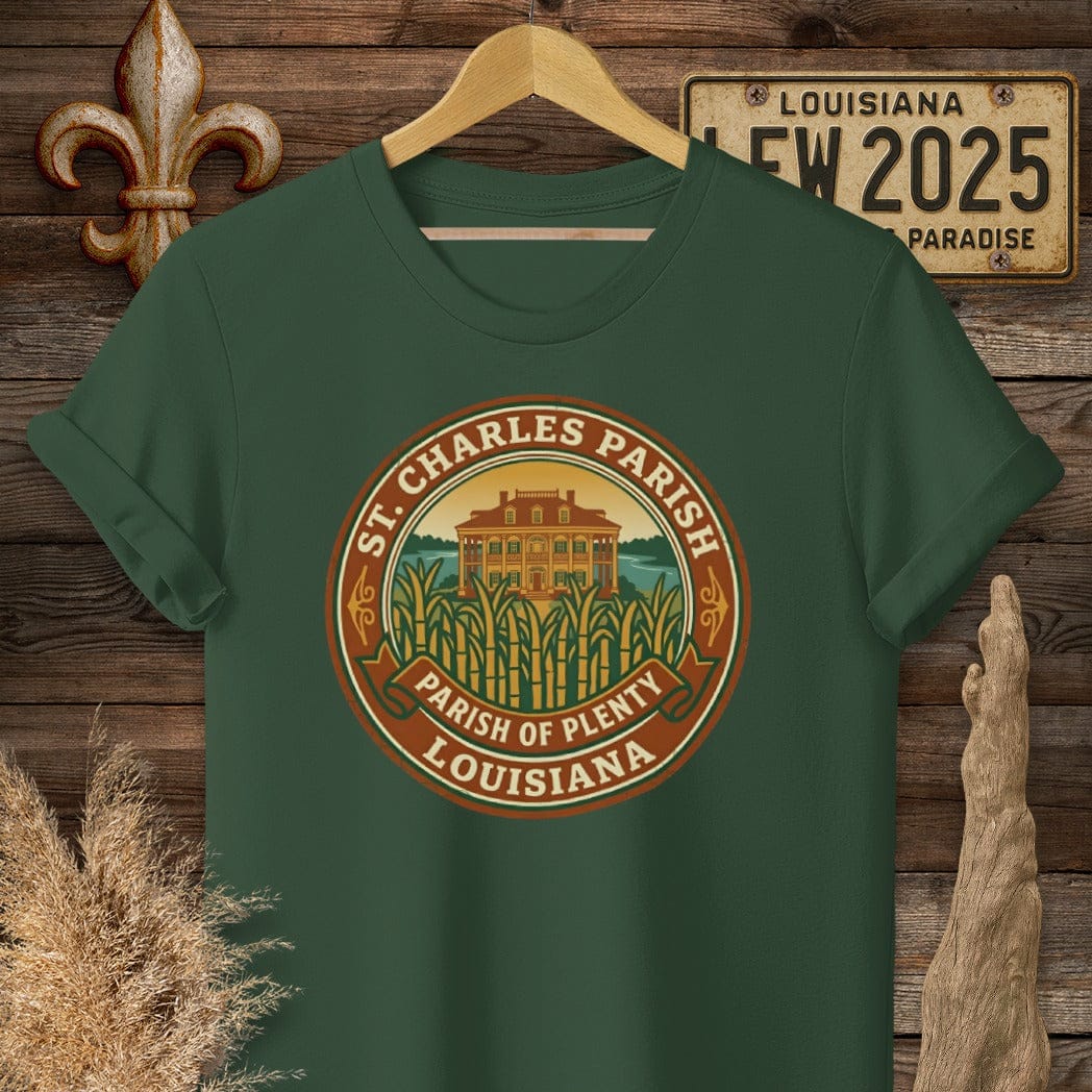 S / Forest Green Louisiana St. Charles Parish T-Shirt by Laissez Faire Wear