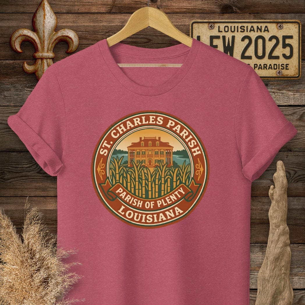 S / Heather Cardinal Louisiana St. Charles Parish T-Shirt by Laissez Faire Wear