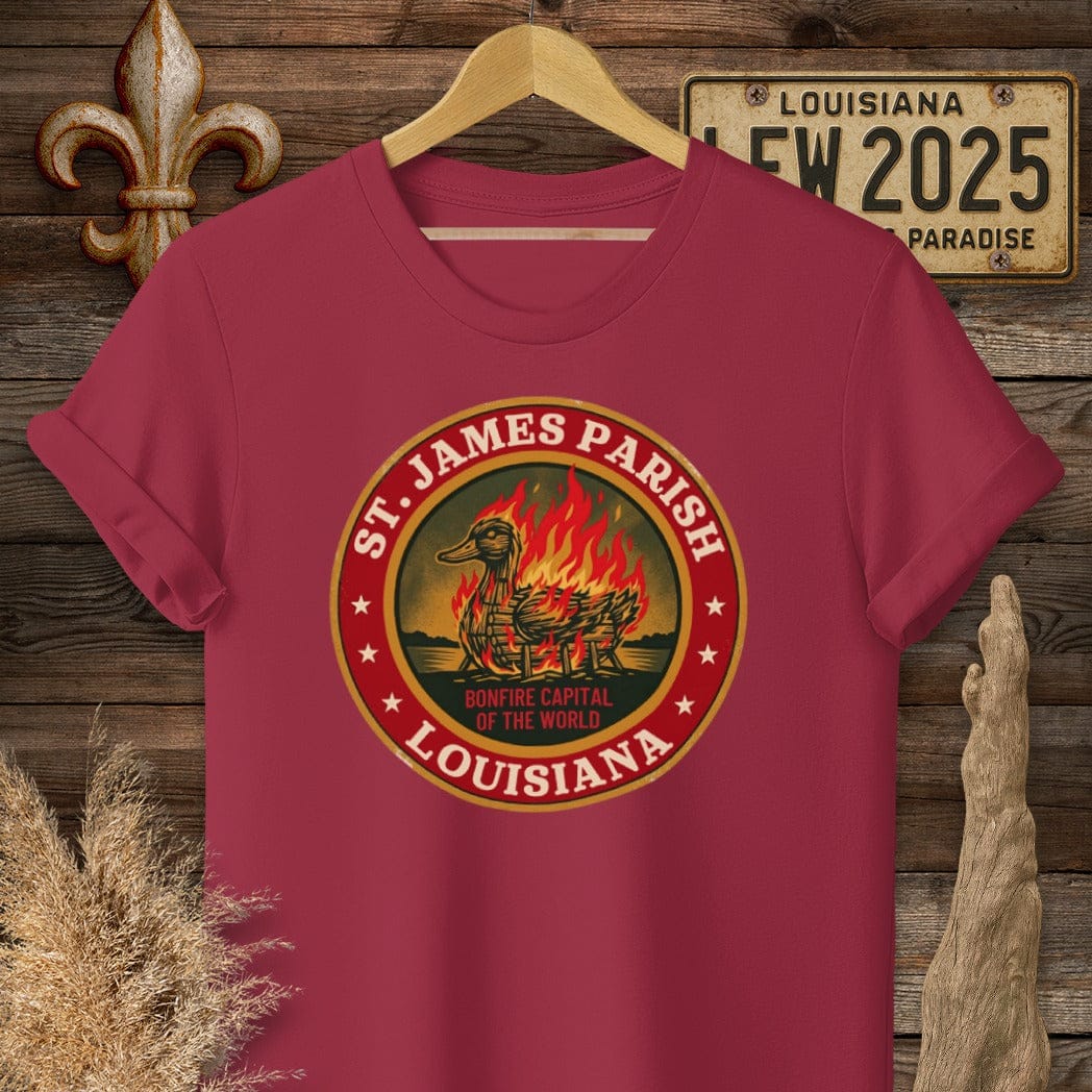 S / Cardinal Red Louisiana St. James Parish T-Shirt by Laissez Faire Wear