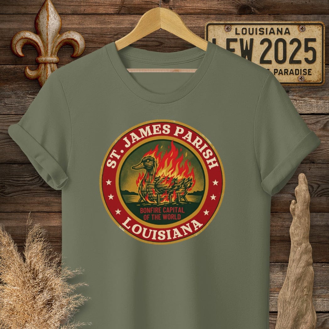 S / Military Green Louisiana St. James Parish T-Shirt by Laissez Faire Wear
