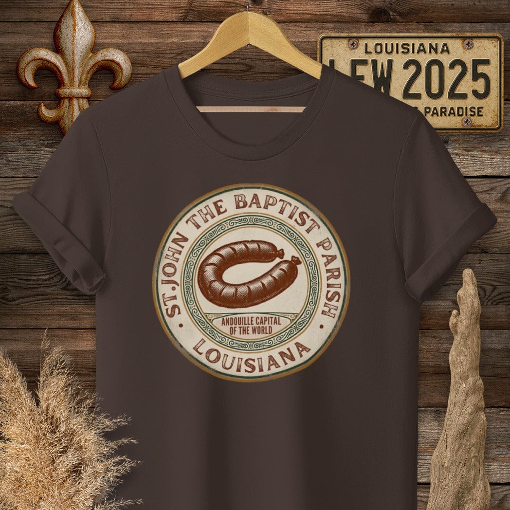 S / Dark Chocolate Louisiana St. John The Baptist Parish T-Shirt by Laissez Faire Wear