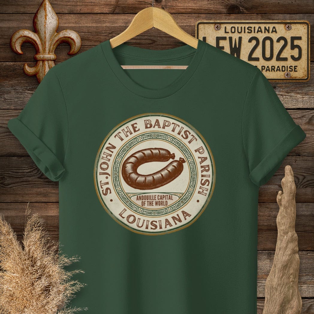 S / Forest Green Louisiana St. John The Baptist Parish T-Shirt by Laissez Faire Wear