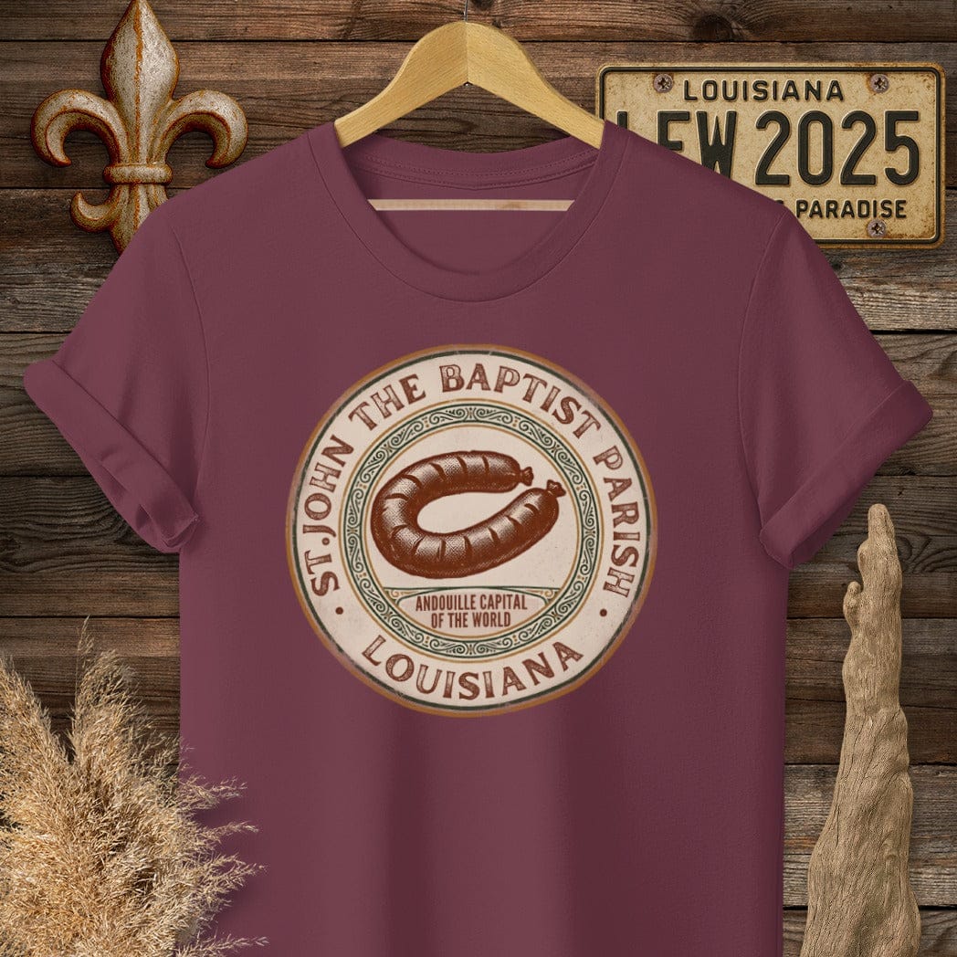 S / Maroon Louisiana St. John The Baptist Parish T-Shirt by Laissez Faire Wear