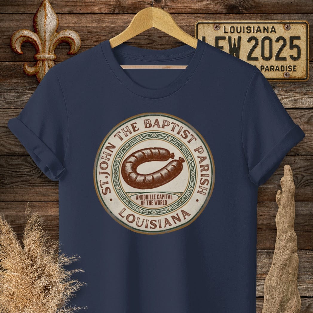 S / Navy Louisiana St. John The Baptist Parish T-Shirt by Laissez Faire Wear
