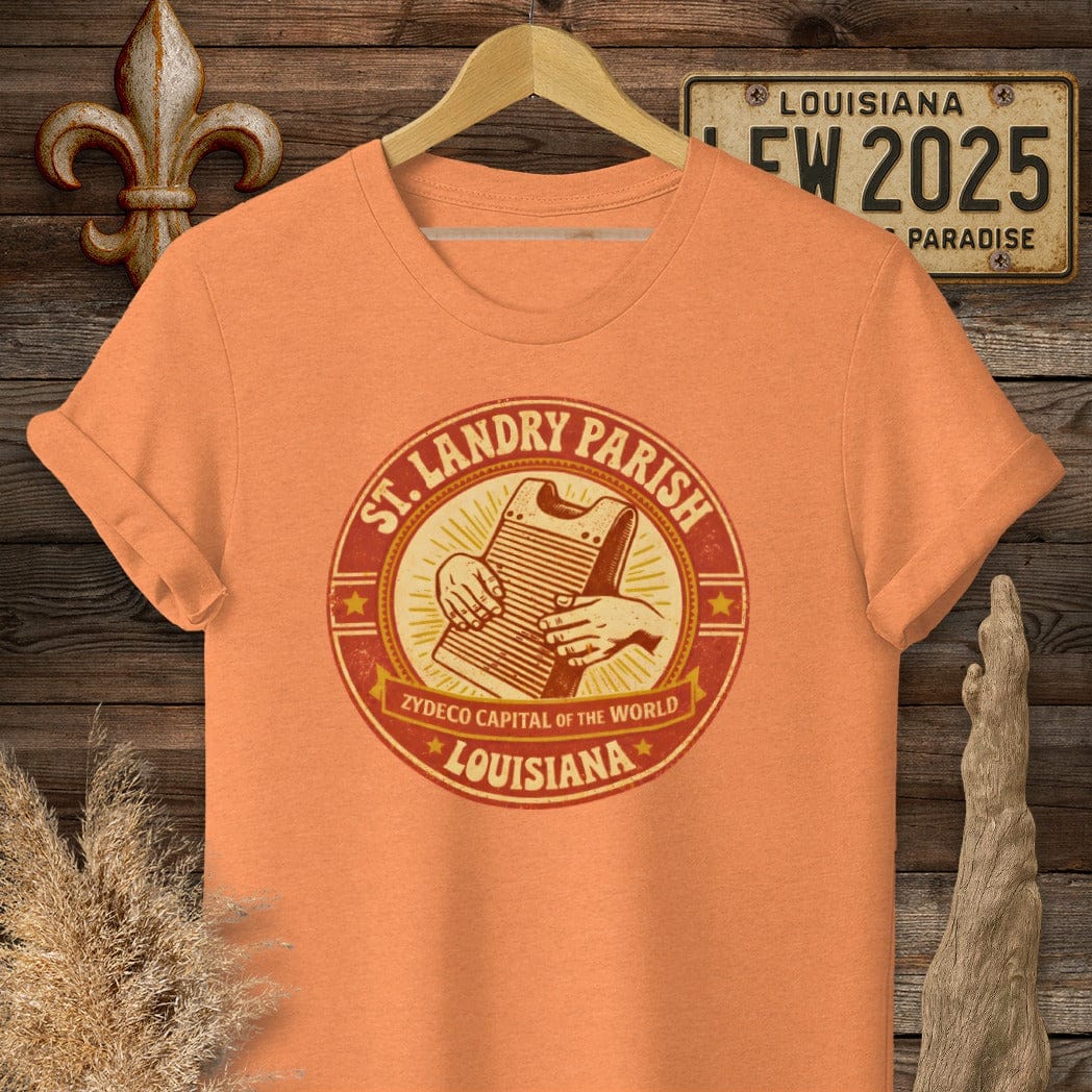 S / Heather Orange Louisiana St. Landry Parish T-Shirt by Laissez Faire Wear