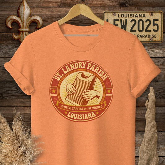 S / Heather Orange Louisiana St. Landry Parish T-Shirt by Laissez Faire Wear