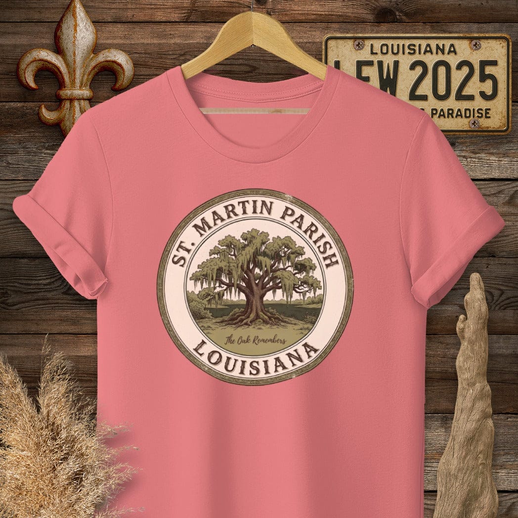 S / Coral Silk Louisiana St. Martin Parish T-Shirt by Laissez Faire Wear