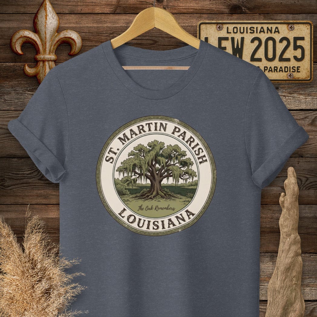 S / Heather Navy Louisiana St. Martin Parish T-Shirt by Laissez Faire Wear