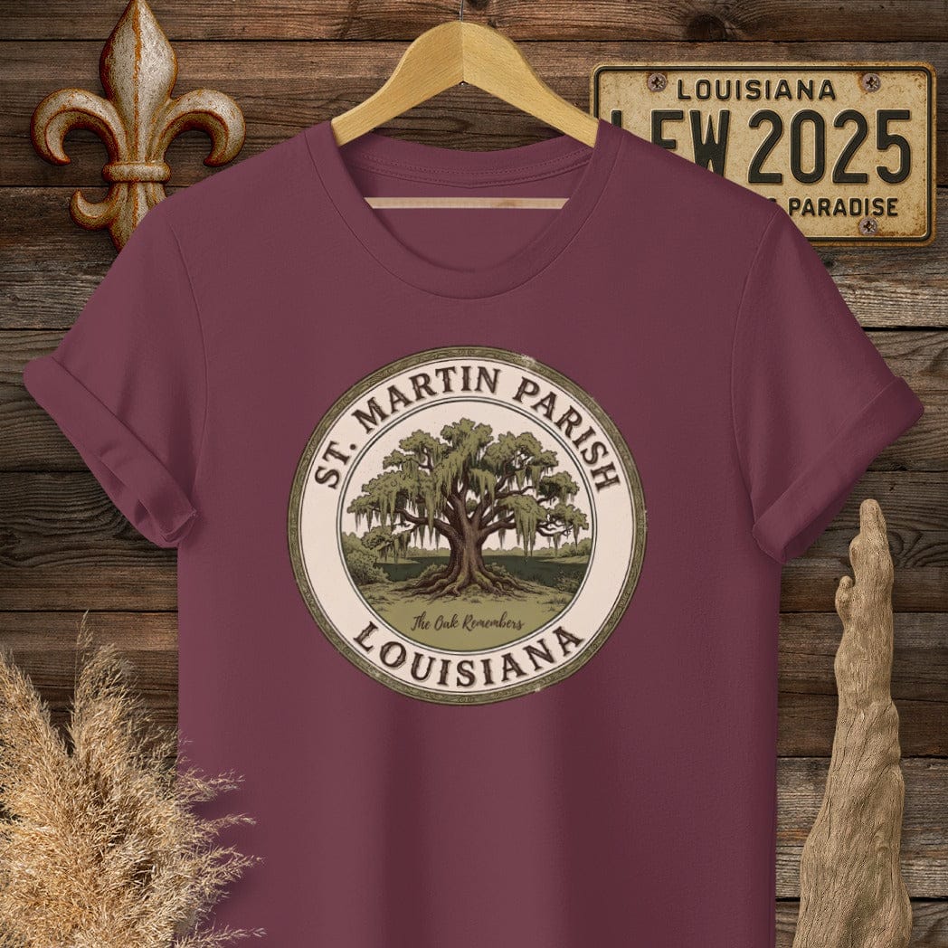 S / Maroon Louisiana St. Martin Parish T-Shirt by Laissez Faire Wear