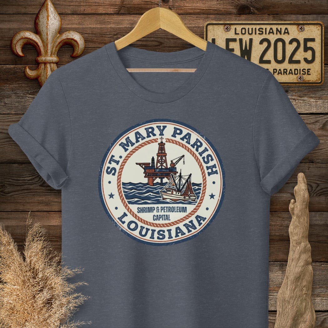 S / Heather Navy Louisiana St. Mary Parish T-Shirt by Laissez Faire Wear