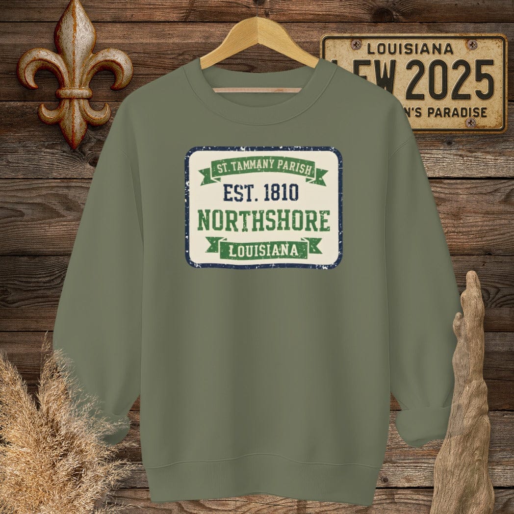 S / Military Green Louisiana St. Tammany Parish Sweatshirt by Laissez Faire Wear
