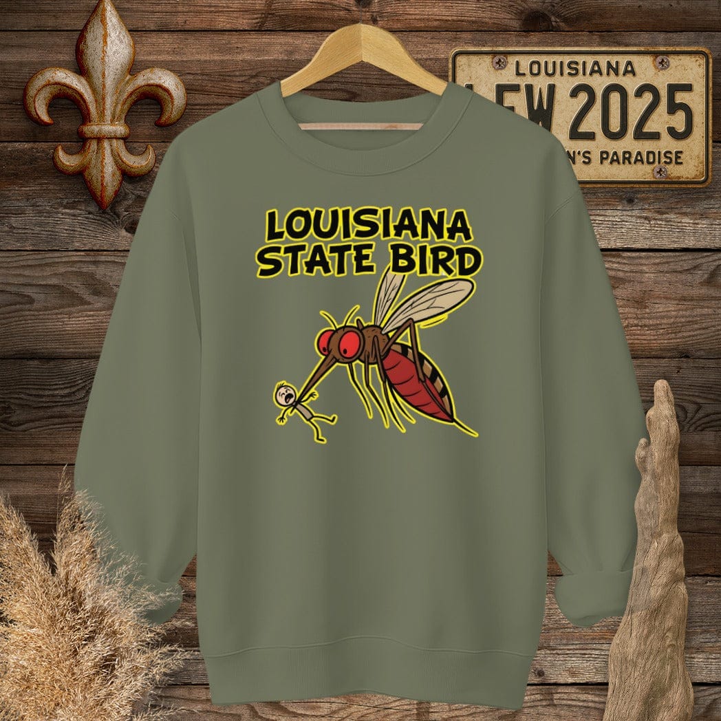 S / Military Green Louisiana State Bird Sweatshirt by Laissez Faire Wear