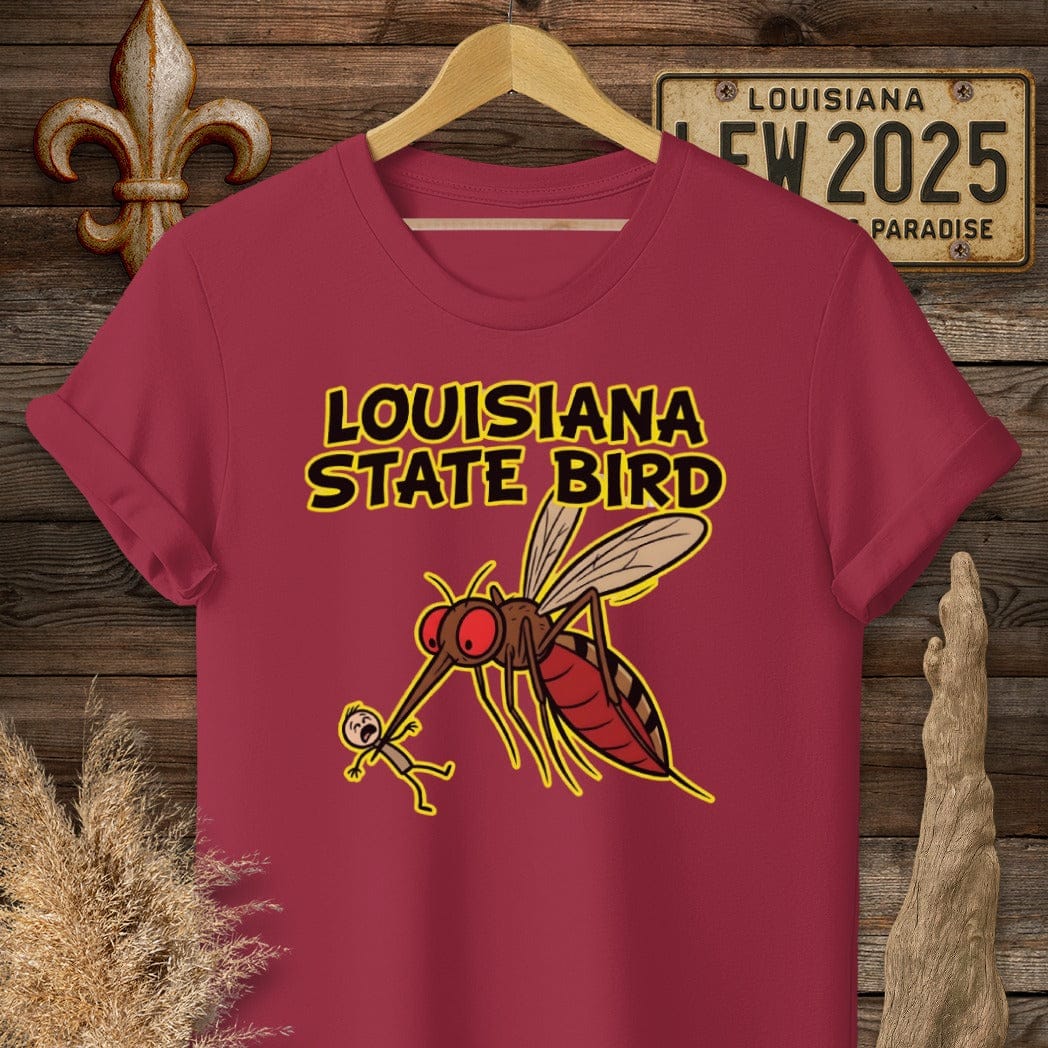 S / Cardinal Red Louisiana State Bird T-Shirt by Laissez Faire Wear