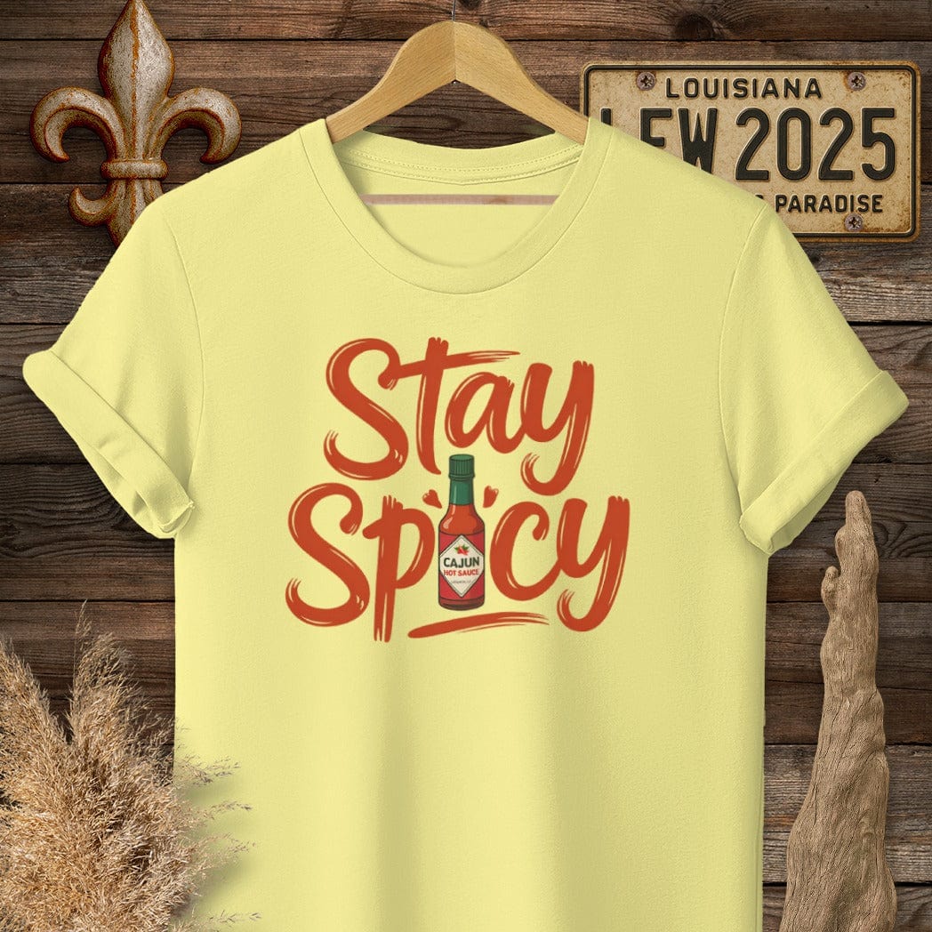 S / Cornsilk Louisiana Stay Spicy T-Shirt by Laissez Faire Wear