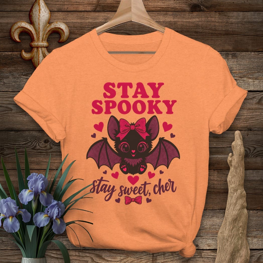 S / Heather Orange Louisiana Stay Spooky T-Shirt by Laissez Faire Wear