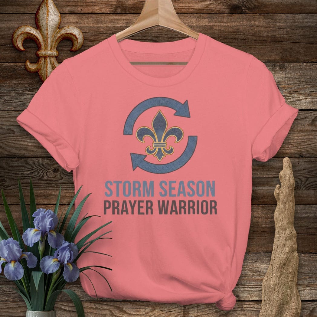 S / Coral Silk Louisiana Storm Season Prayer Warrior T-Shirt by Laissez Faire Wear