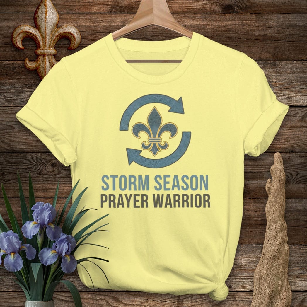 S / Cornsilk Louisiana Storm Season Prayer Warrior T-Shirt by Laissez Faire Wear