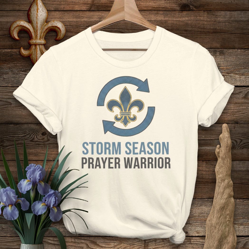 S / Natural Louisiana Storm Season Prayer Warrior T-Shirt by Laissez Faire Wear