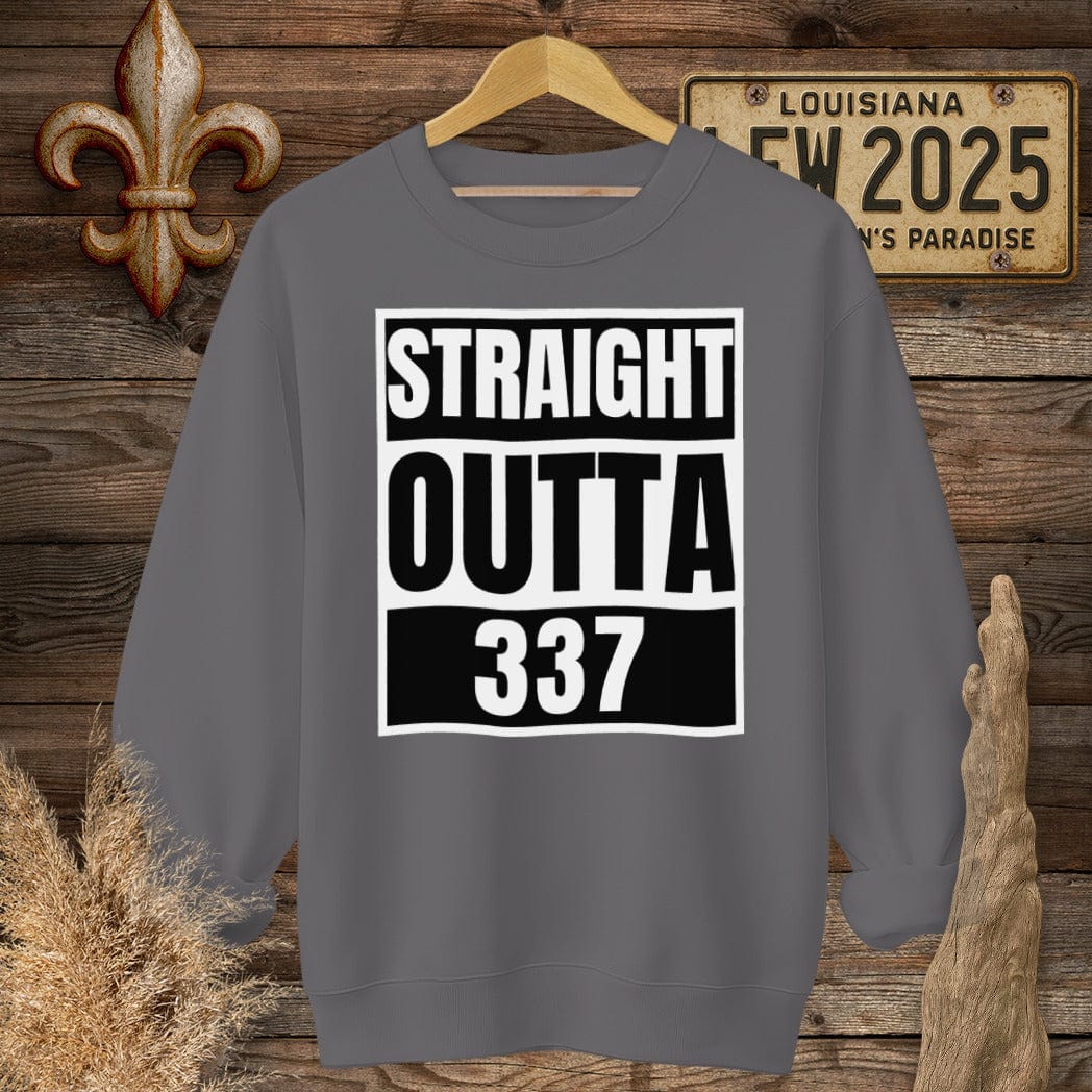 S / Charcoal Louisiana Straight Outta 337 Regional Pride Sweatshirt by Laissez Faire Wear