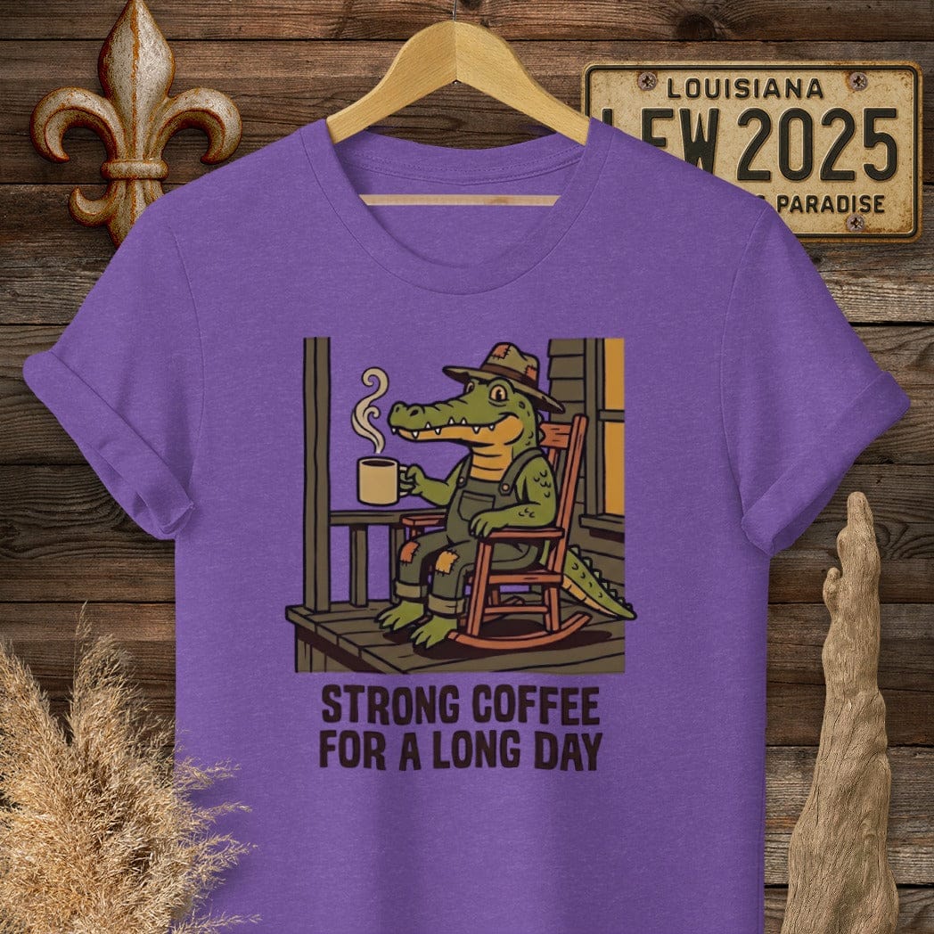 S / Heather Purple Louisiana Strong Coffee T-Shirt by Laissez Faire Wear