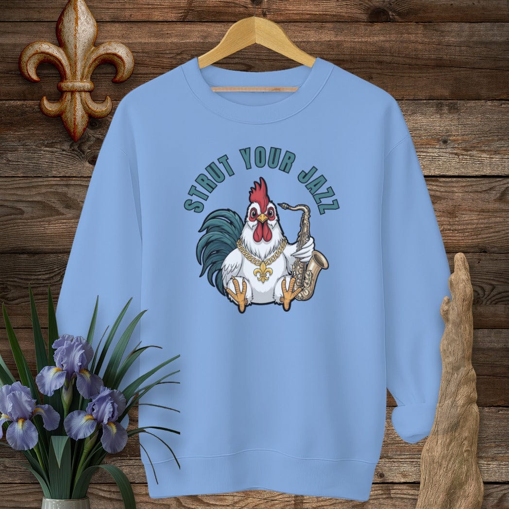 S / Carolina Blue Louisiana Strut Your Jazz Farm Sweatshirt by Laissez Faire Wear