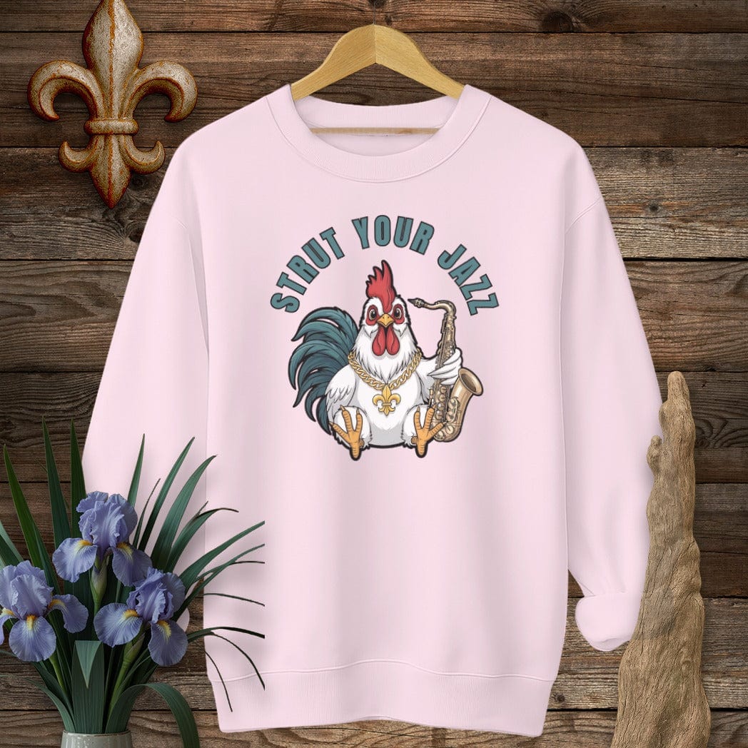 S / Light Pink Louisiana Strut Your Jazz Farm Sweatshirt by Laissez Faire Wear