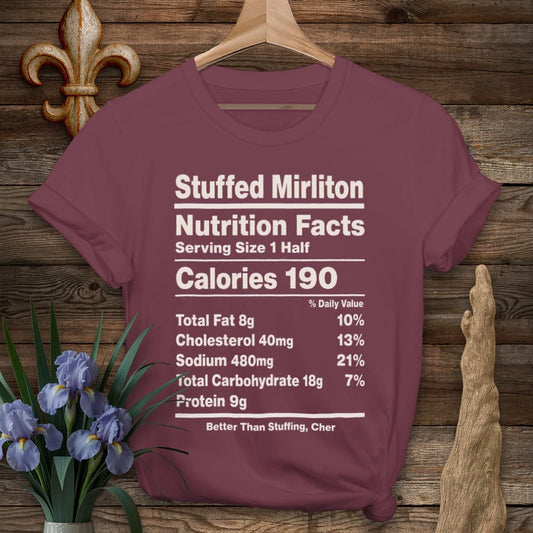 S / Maroon Louisiana Stuffed Mirliton Nutrition T-Shirt by Laissez Faire Wear