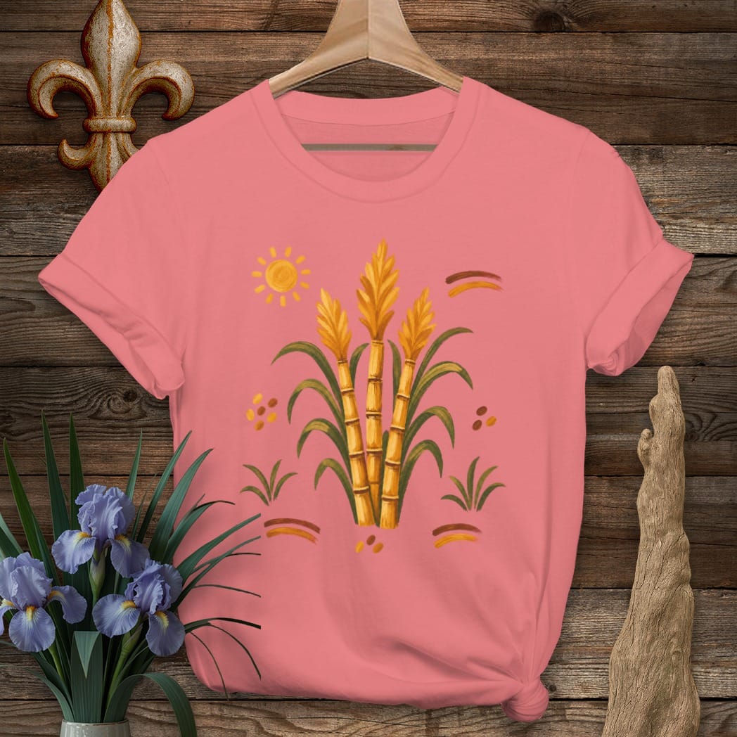 S / Coral Silk Louisiana Sugarcane Season T-Shirt by Laissez Faire Wear
