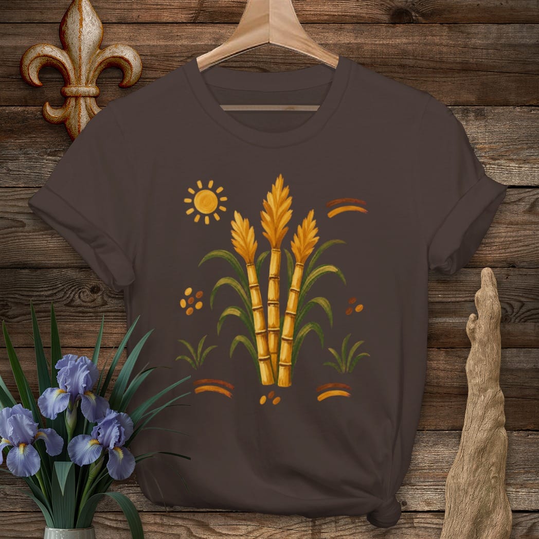 S / Dark Chocolate Louisiana Sugarcane Season T-Shirt by Laissez Faire Wear