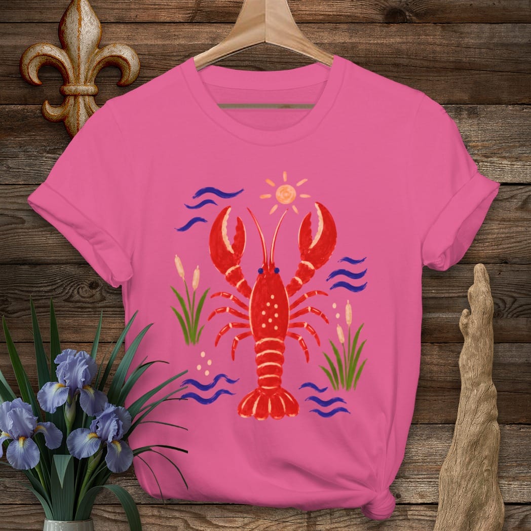 S / Heliconia Louisiana Sunny Day Crawfish T-Shirt by Laissez Faire Wear