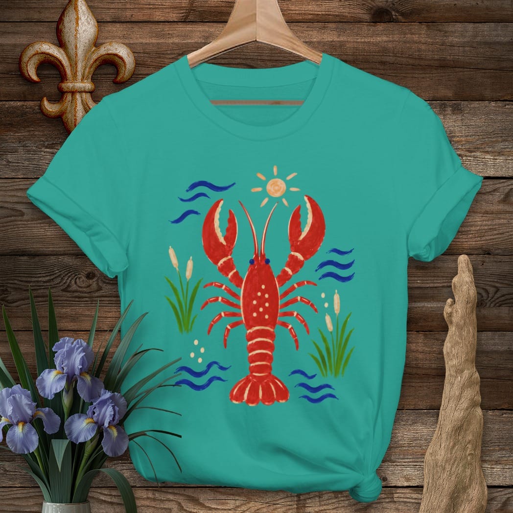 S / Jade Dome Louisiana Sunny Day Crawfish T-Shirt by Laissez Faire Wear