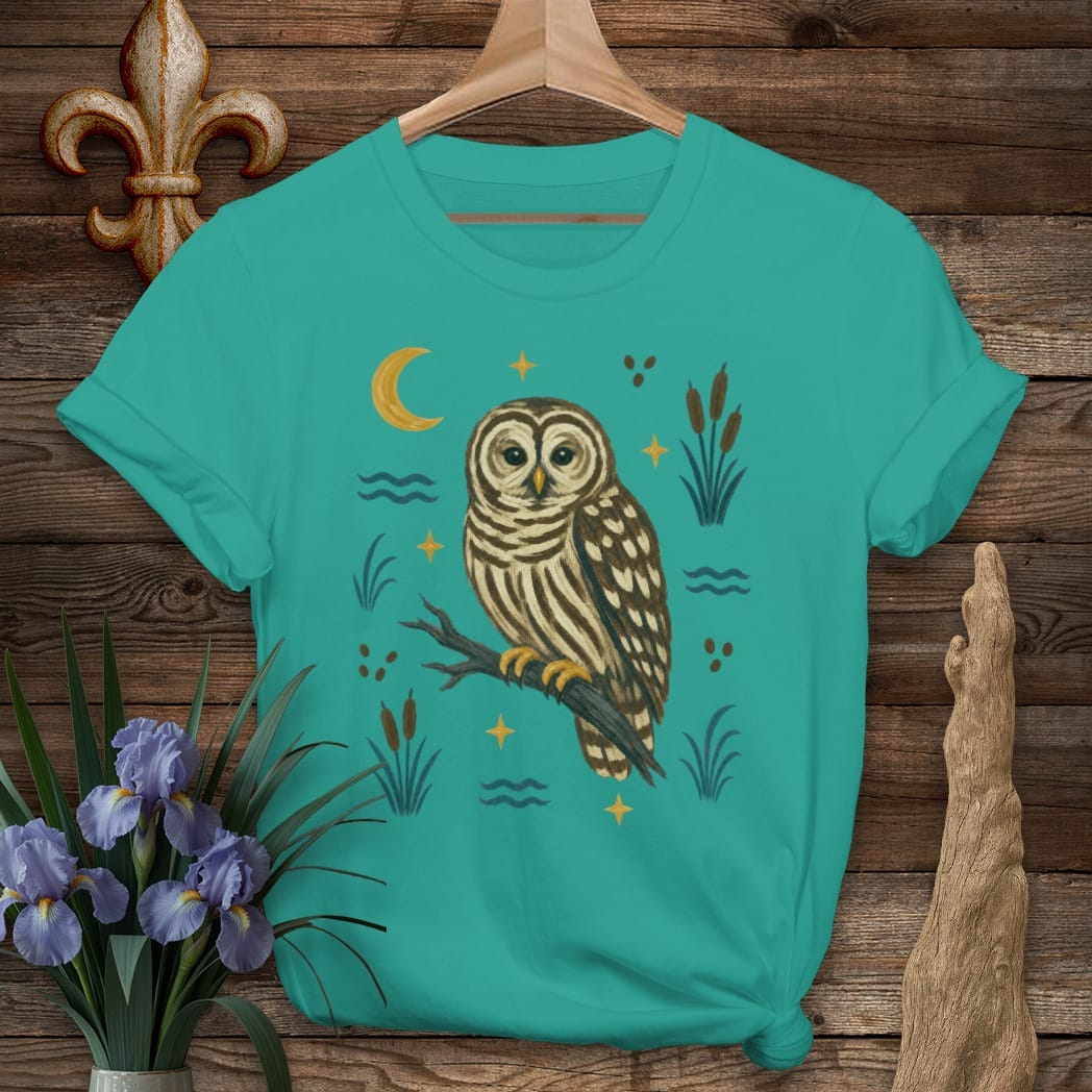 S / Jade Dome Louisiana Swamp Barred Owl T-Shirt by Laissez Faire Wear