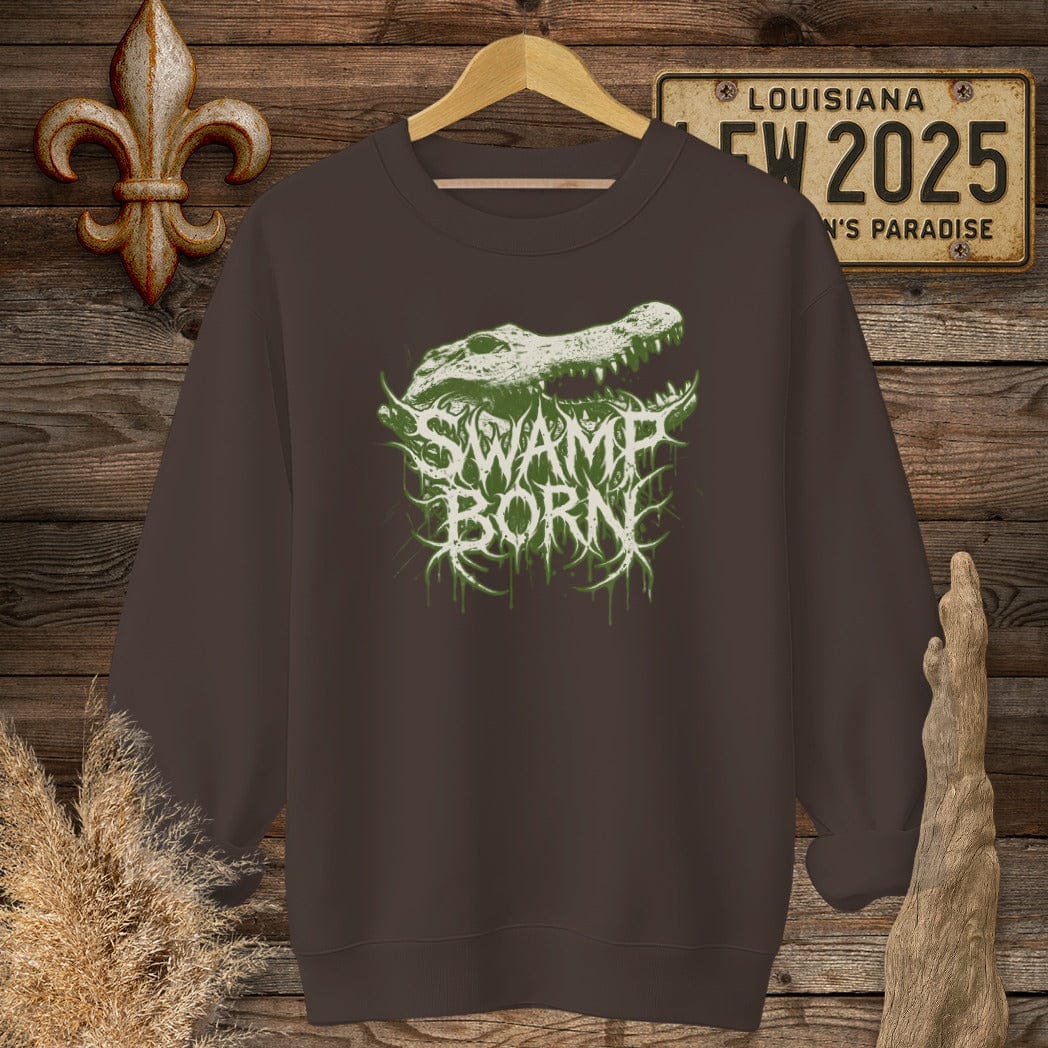 S / Dark Chocolate Louisiana Swamp Born Street Wear Sweatshirt by Laissez Faire Wear