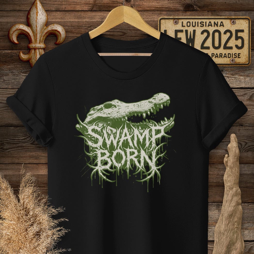 S / Black Louisiana Swamp Born Street Wear T-Shirt by Laissez Faire Wear