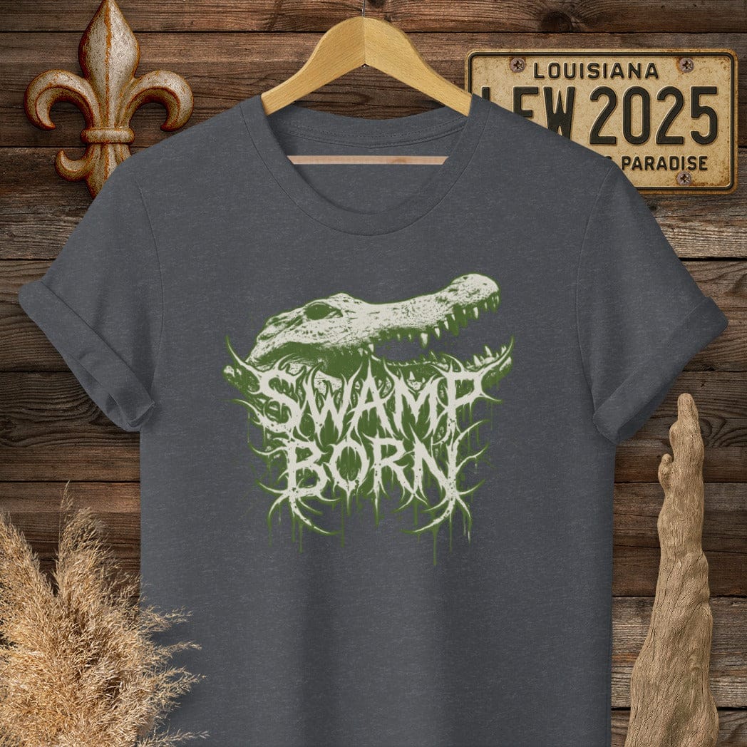 S / Dark Heather Grey Louisiana Swamp Born Street Wear T-Shirt by Laissez Faire Wear