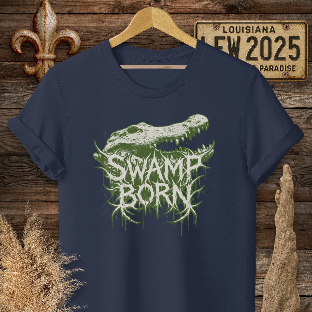 S / Navy Louisiana Swamp Born Street Wear T-Shirt by Laissez Faire Wear
