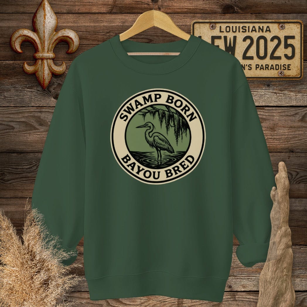 S / Forest Green Louisiana Swamp Born Sweatshirt by Laissez Faire Wear