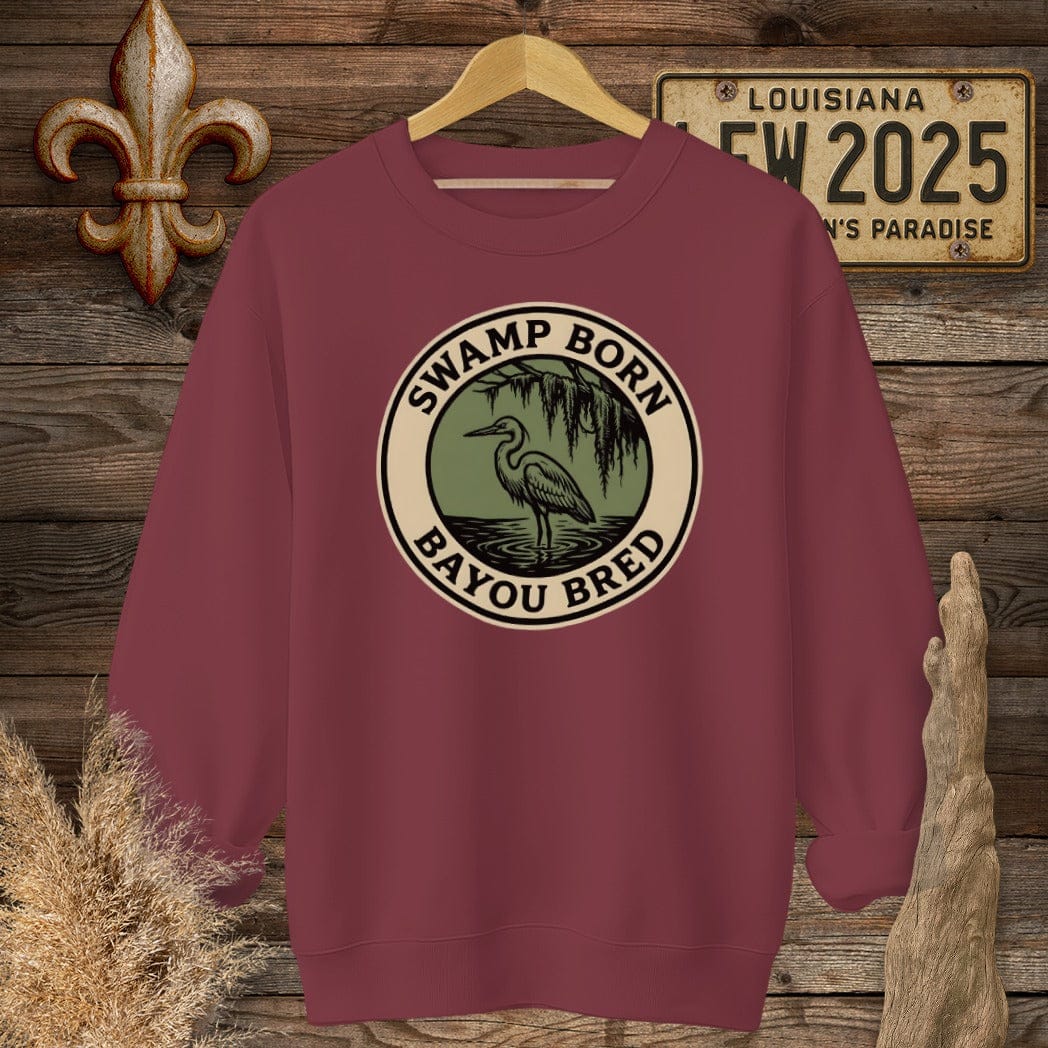 S / Garnet Louisiana Swamp Born Sweatshirt by Laissez Faire Wear