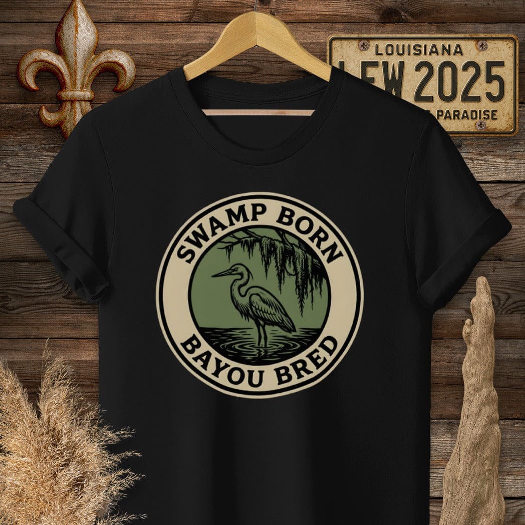S / Black Louisiana Swamp Born T-Shirt by Laissez Faire Wear