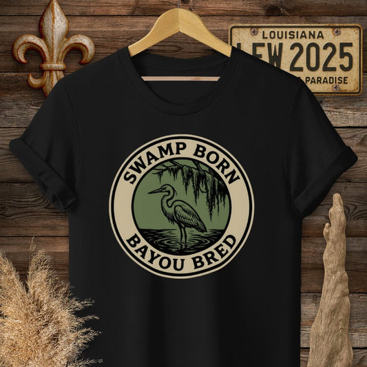 S / Black Louisiana Swamp Born T-Shirt by Laissez Faire Wear