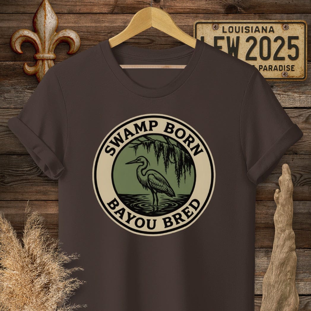 S / Dark Chocolate Louisiana Swamp Born T-Shirt by Laissez Faire Wear