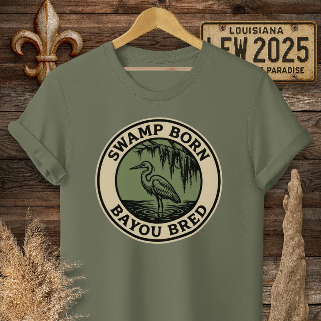 S / Military Green Louisiana Swamp Born T-Shirt by Laissez Faire Wear