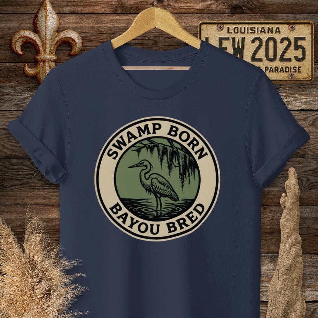 S / Navy Louisiana Swamp Born T-Shirt by Laissez Faire Wear