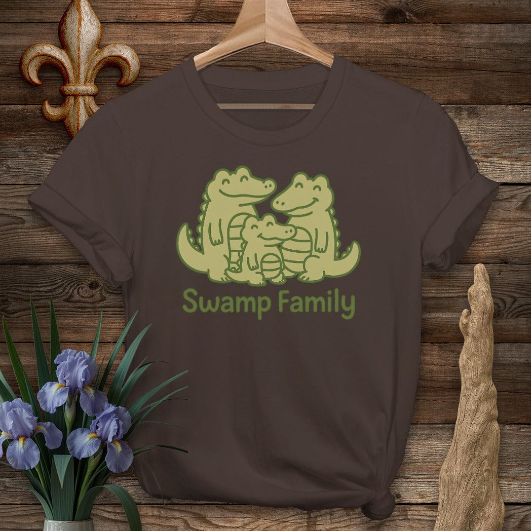 S / Dark Chocolate Louisiana Swamp Family T-Shirt by Laissez Faire Wear