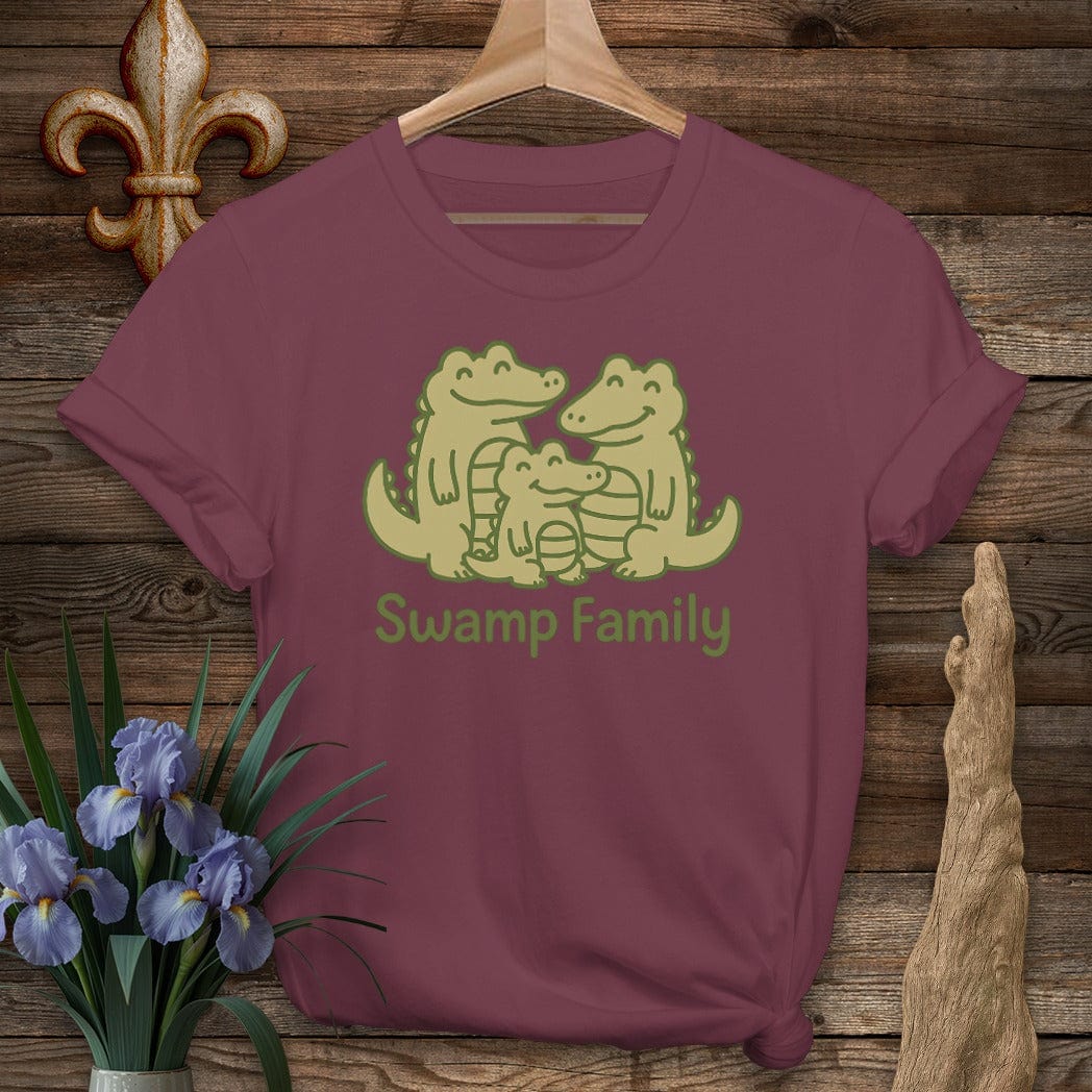 S / Maroon Louisiana Swamp Family T-Shirt by Laissez Faire Wear