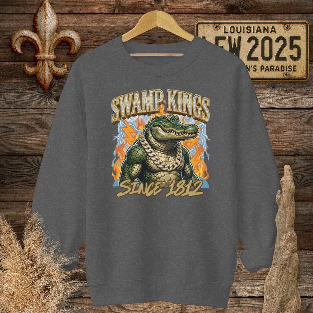 S / Dark Heather Louisiana Swamp Kings Street Wear Sweatshirt by Laissez Faire Wear