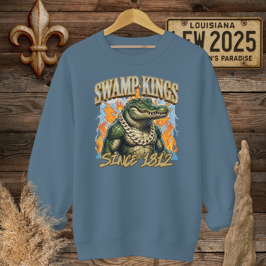 S / Indigo Blue Louisiana Swamp Kings Street Wear Sweatshirt by Laissez Faire Wear
